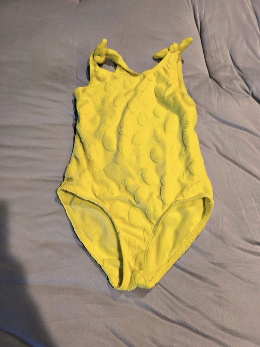 Yellow One-Piece Lemon French Terry Swimsuit